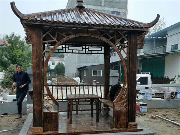杭州古典碳化木亭子施工